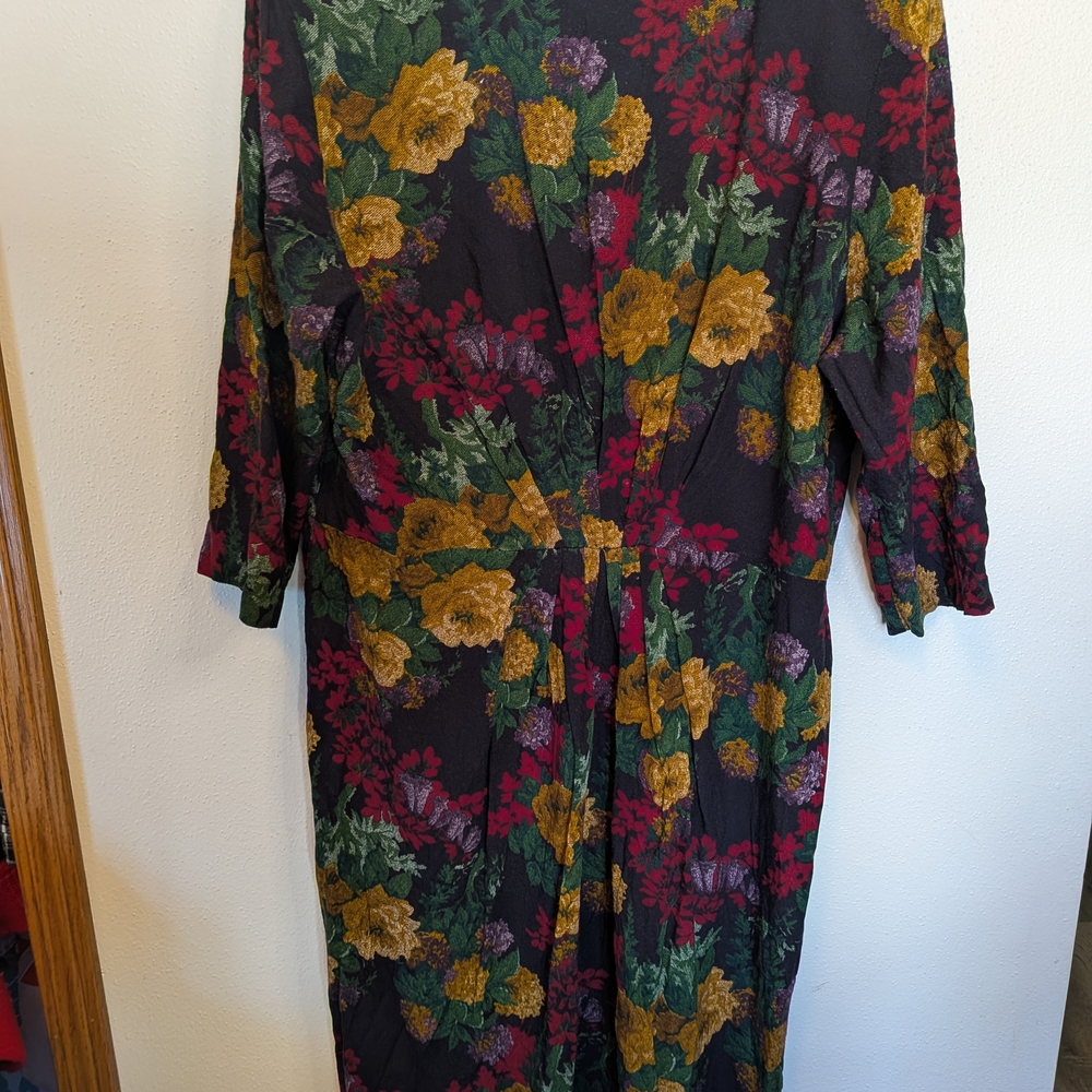Vintage 80's Floral Long Sleeve Dress
